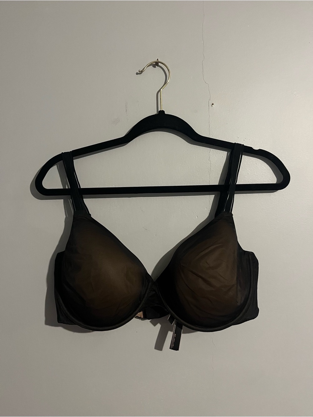 Victoria's Secret Black Sheer Underwire Bra size 36DDD sexy feminine dainty